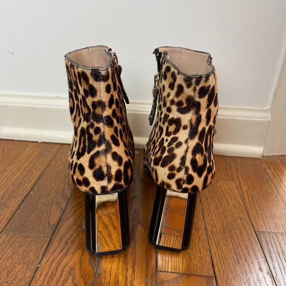 KATE SPADE Rudy Leopard Cheetah Calf Hair Block Heel Square Toe Ankle Boots 8.5 - Picture 5 of 14